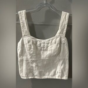 ABERCROMBIE & FITCH LINEN BLEND CROP TOP